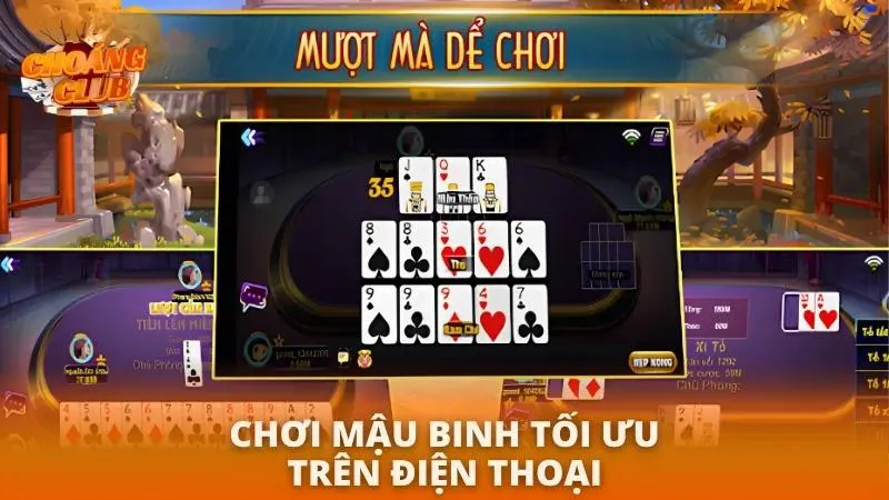 Giao diện trải nghiệm game bài cực kỳ mượt mà trên điện thoại di động